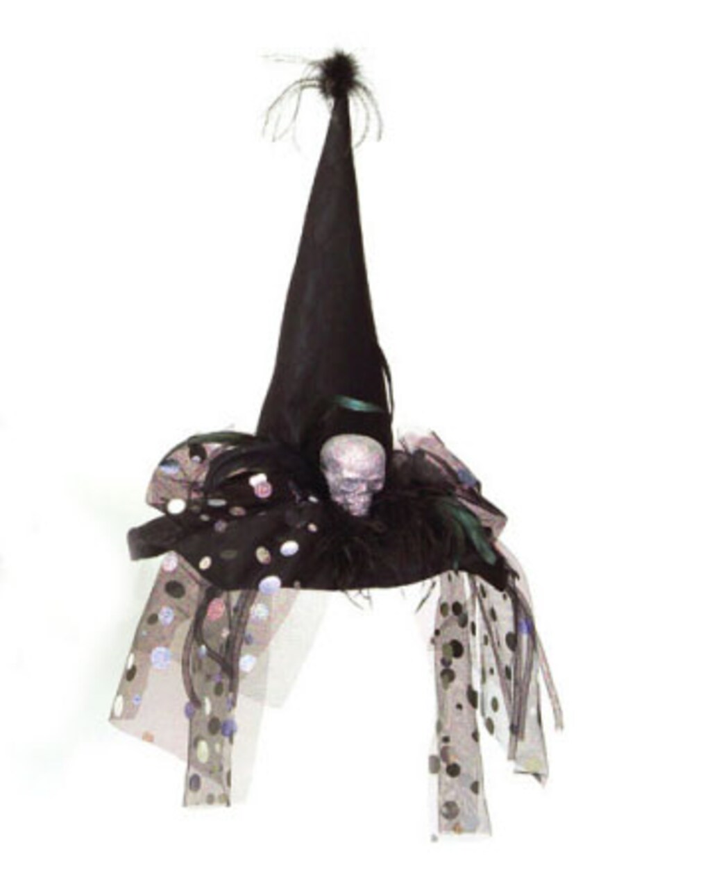 Melrose 22" Black and White Glitter Halloween Witch Hat Tabletop Decor